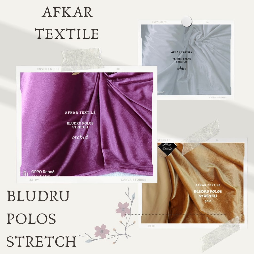 Kain Bludru Polos / Beludru / Velvet Stretch - Original Import Kualitas Grade A / Lebar 1.7 Meter