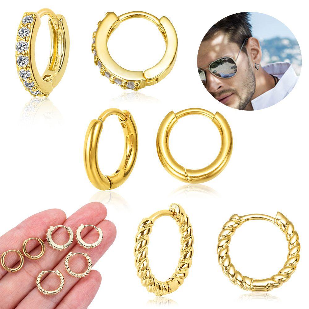 Preva Colorful CZ Earrings Emas Perak Biru 8mm Cincin Hidung Huggie Hoop Earring Perhiasan Tubuh Daith Keong Snug CZ Tindik Telinga