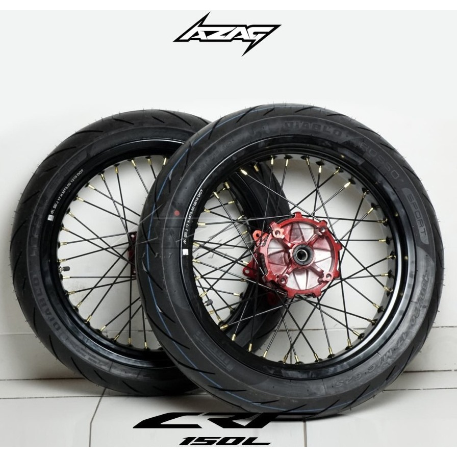 BAN SET WHEELSET SUPERMOTO TK BRIGHT BAN PIRELLI DIABLO HONDA CRF 150 L