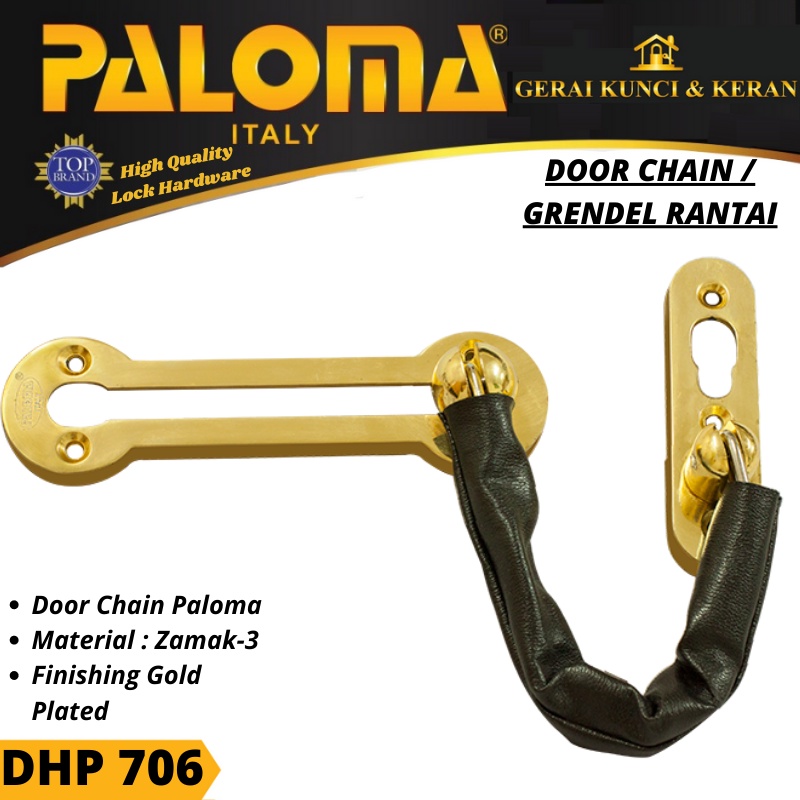 PALOMA DHP 706 GRENDEL PENGAMAN PINTU RANTAI PENAHAN DOOR CHAIN GOLD