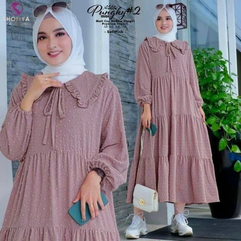 Midi uragiri | midi polos kringkel airflow | Gamis zayyra airflow busui