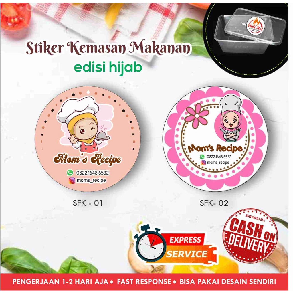 

[170 pcs ] Stiker Cromo bulat / kemasan makanan edisi Hijab / Label minuman / promosi / murah