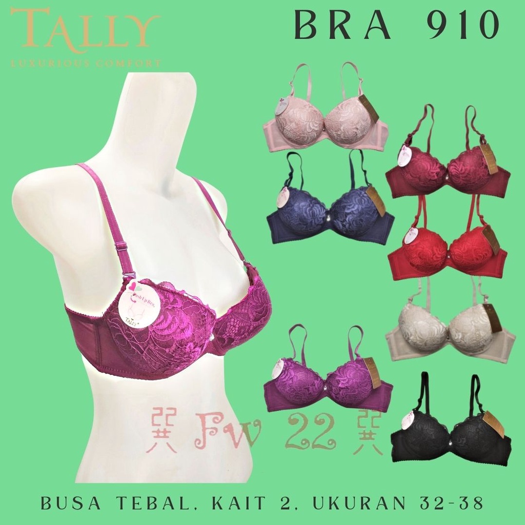 Push Up Bra Tally 910 dengan Kawat dan Busa Tebal yang Empuk Serta Bermotif Bunga Cantik