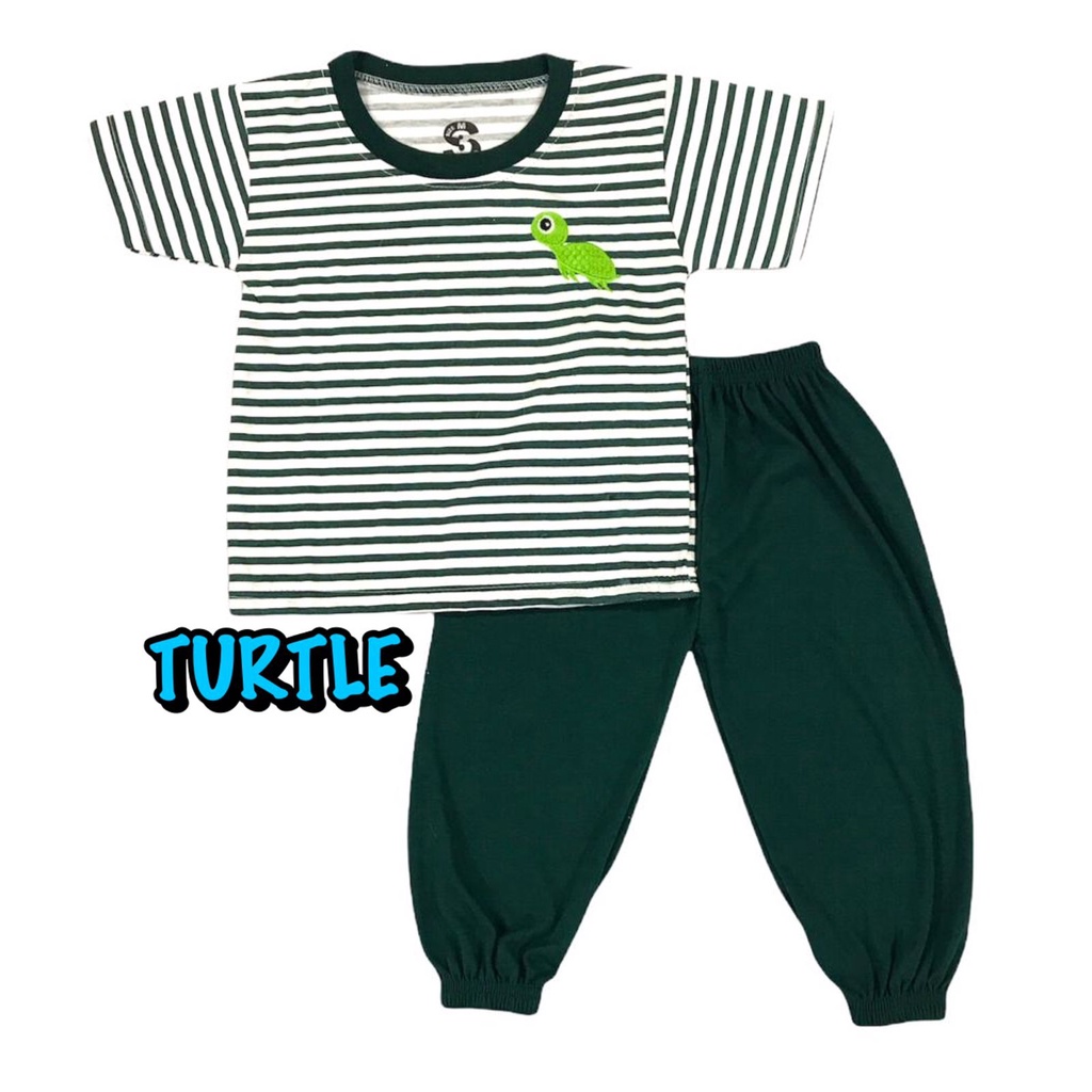 (1 KG MUAT 7 STEL) BAJU SETELAN CP JOGER FASHION OBLONG ANAK LAKI-LAKI/COWOK BAHAN KAOS KATUN BORDIR SALUR TURTLE/KURA-KURA