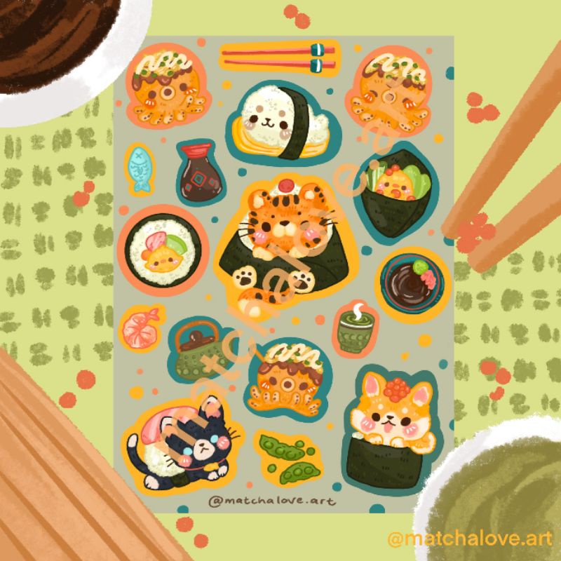 

Foodie Vol 3 Stickers: Sushi, Donut Box, Boba, Bakery, Breakfast Time