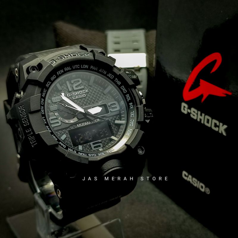 JAM TANGAN PRIA CASIO G-SHOCK ABU - ABU GWG 1000  EXLUSIF TALI HITAM DUALTIME TAHAN AIR GRADE A+