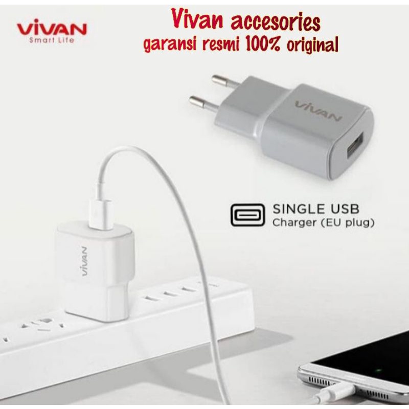 Vivan Adaptor Charger Power oval ll 2A batok charger single USB