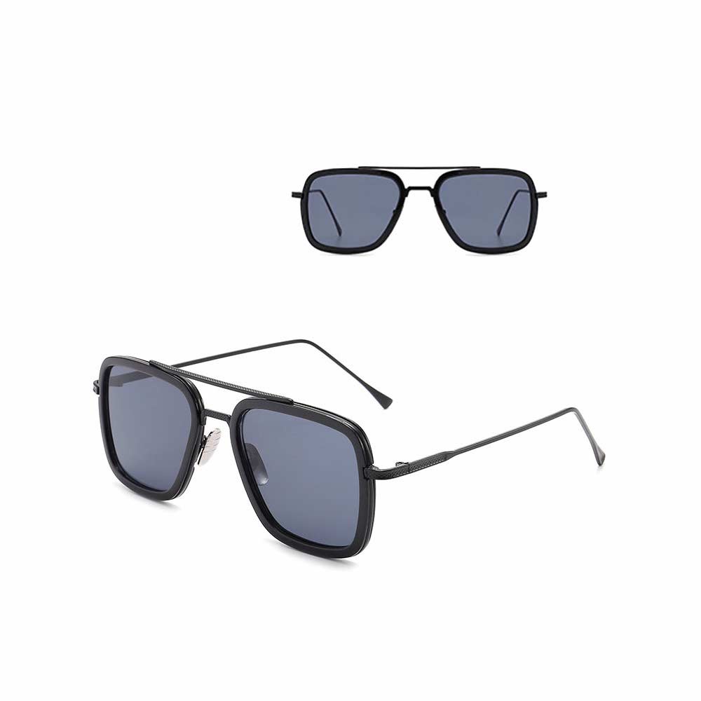 Kacamata Anti UV400 [ Hitam Hitam ] Sunglasses Pria &amp; Wanita - Design Korea - HM8033