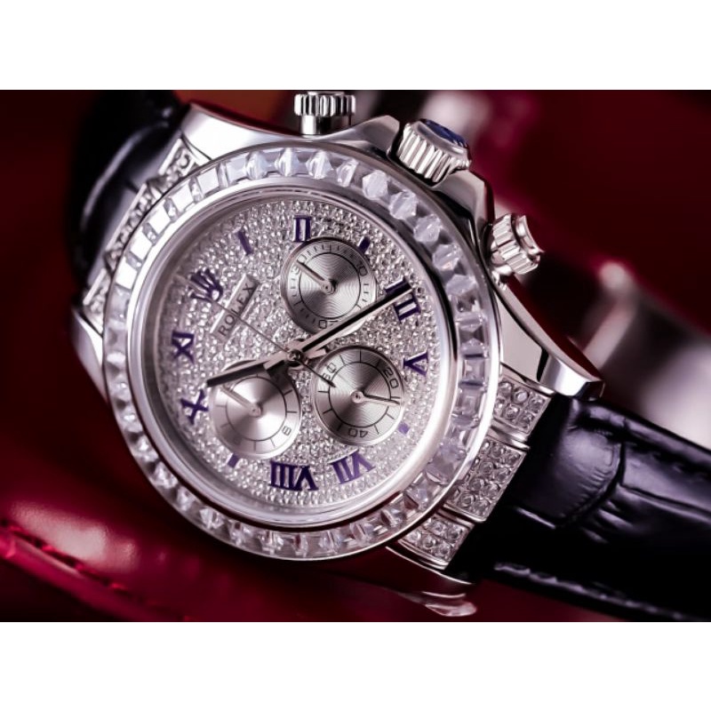 Jam Tangan Pria Merk Rolex Daytona Diamond Leathers Automatic