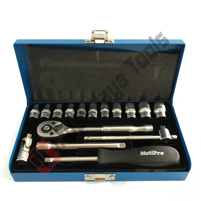 MULTIPRO Kunci Sok Set 1/4" 17 pcs Box BESI - Shock Socket Set tekiro