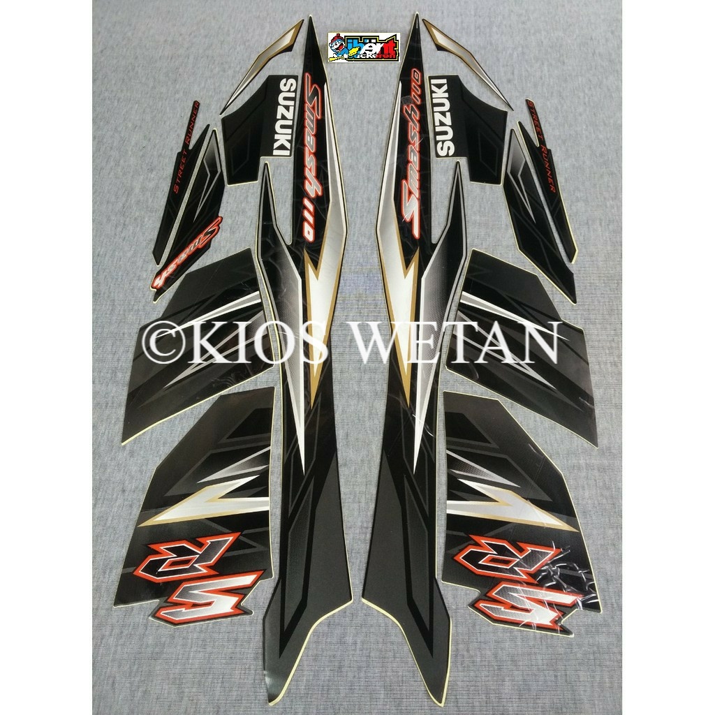 STRIPING SMASH 110SR HITAM TAHUN 2010 STIKER LIS STANDAR BODY SUZUKI 110 SR