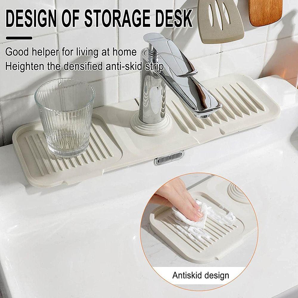 Solighter Faucet Splash Pad Tahan Lama Di Belakang Sink Splash Guard Self Draining Pad Dapur