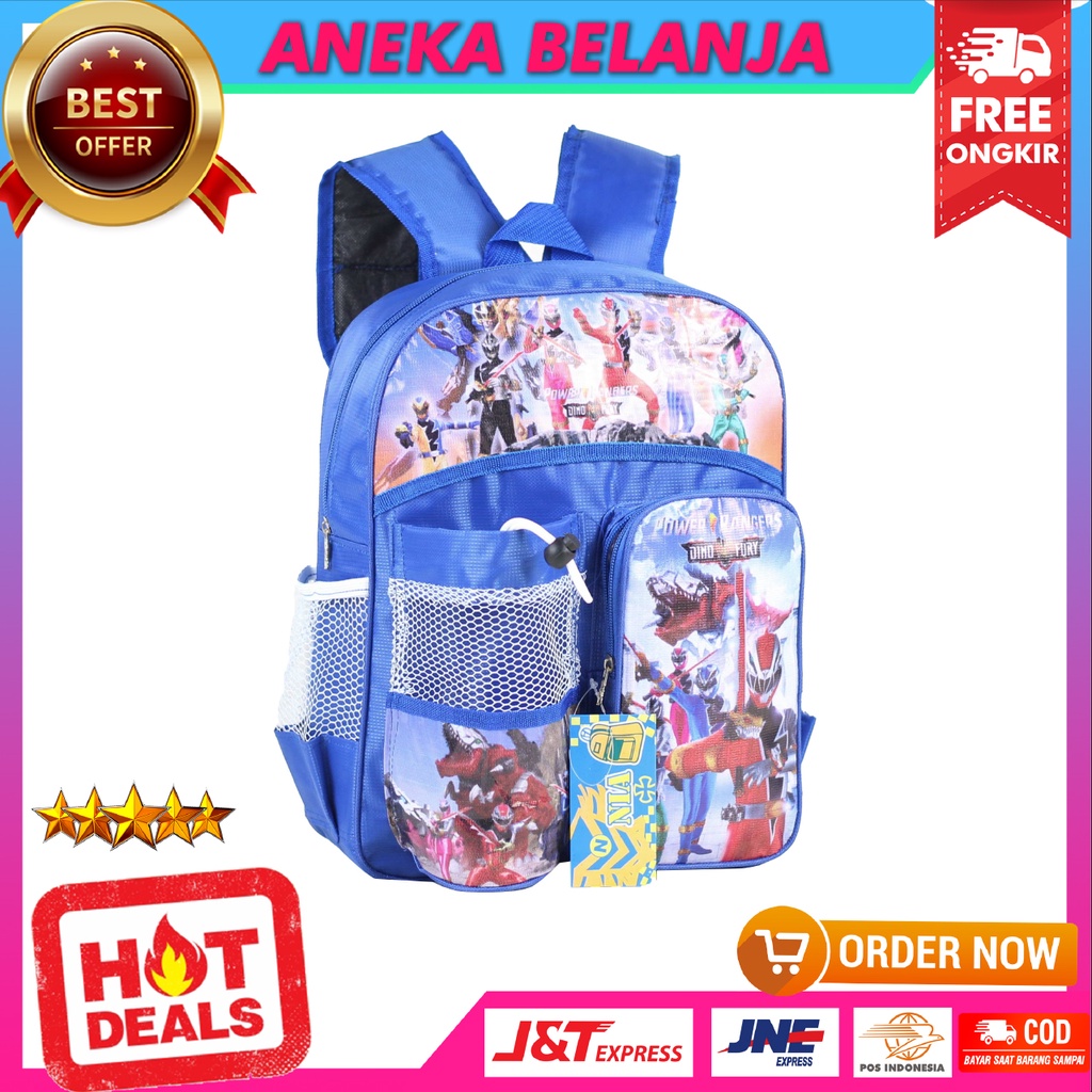 Tas Ransel Anak Laki-Laki Cocok Untuk Sekolah TK PAUD Motif Power Rangers Warna Biru Lucu Imut Keren