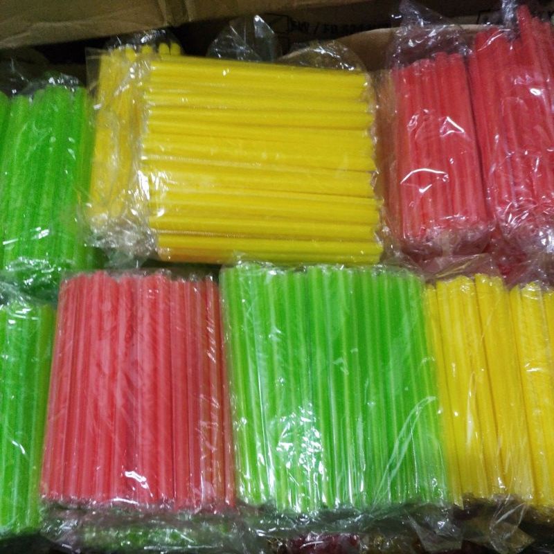 Sedotan Plastik Steril warna 12mm 21cm Sedotan Bubble Runcing  XiBoba ISI 100 Pcs