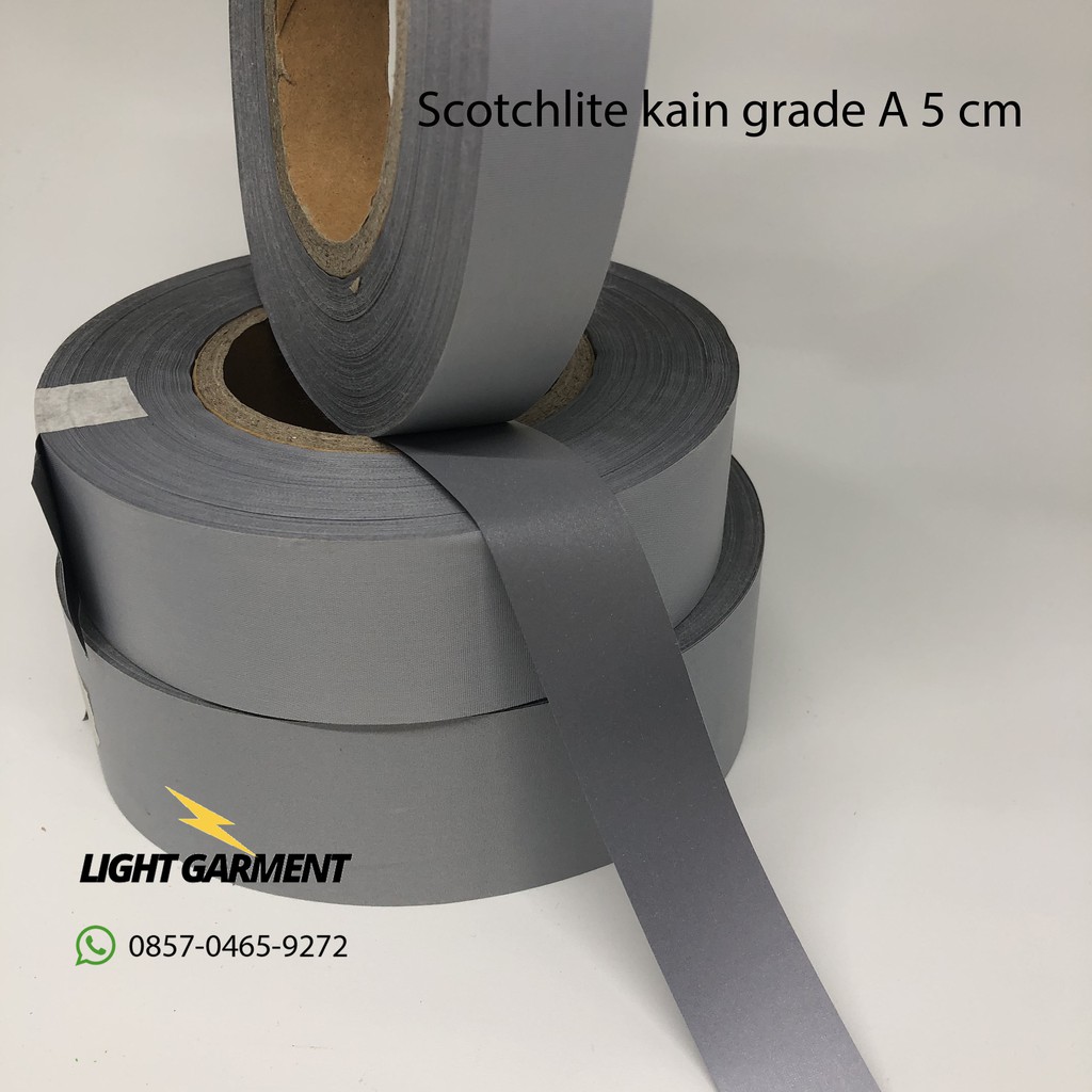 Scotchlite skotlet reflektor kain jahit pemantul cahaya 5 cm per 1 meter