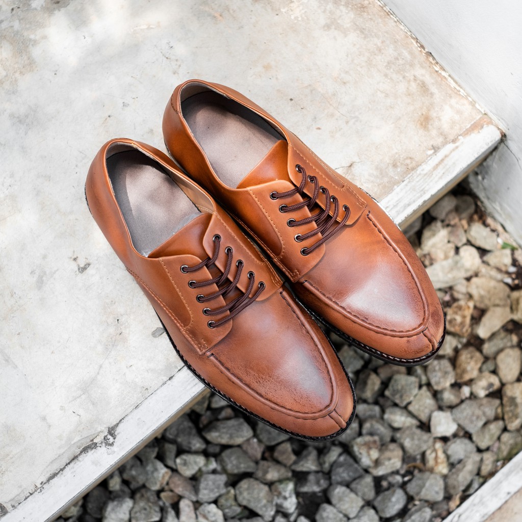 Harvard Brown | Sepatu Kulit Asli Coklat Pria Casual Kerja Cowok Kantor Pantofel | Lvnatica x FORIND