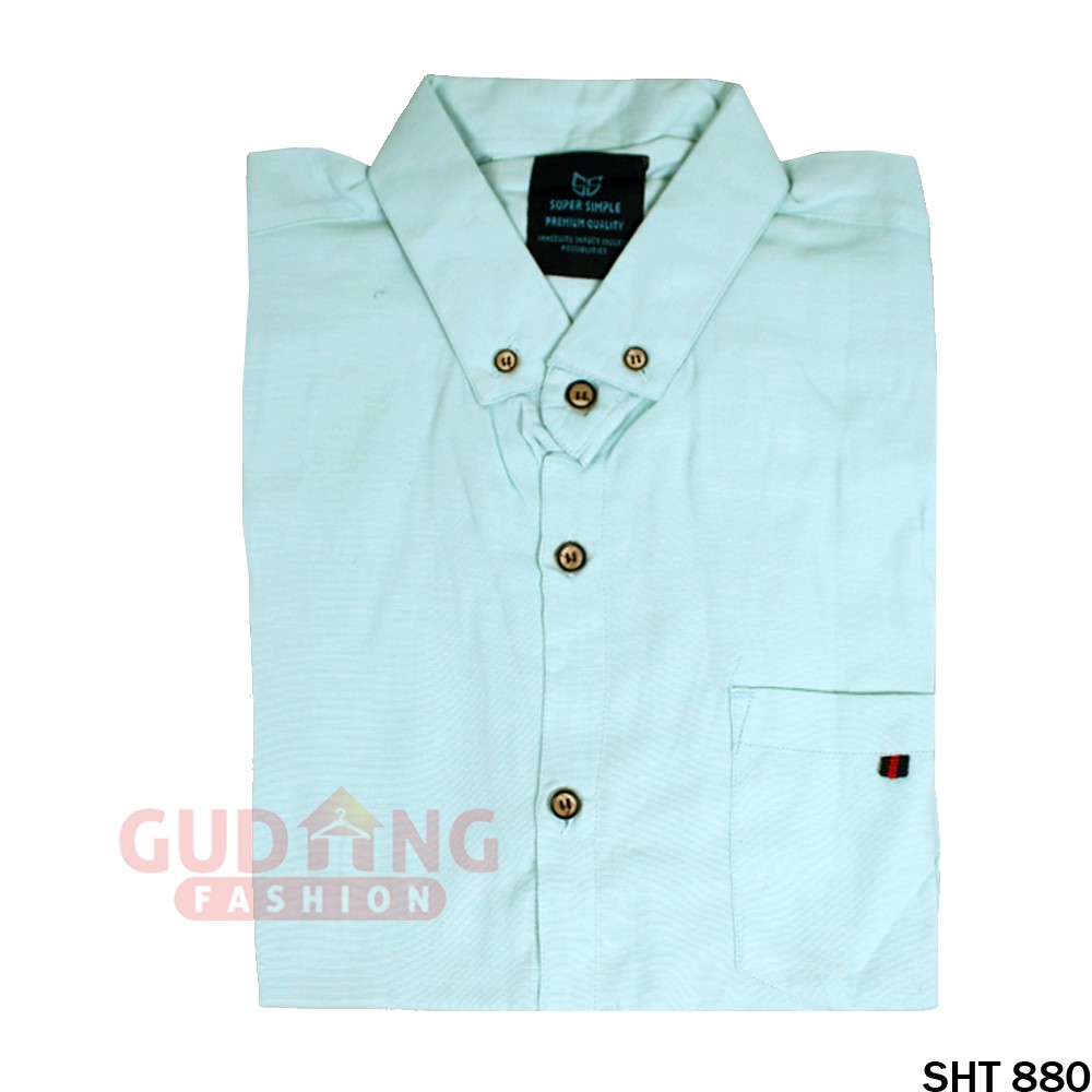 Baju Kemeja Cowok Lengan Pendek Katun Oxford Polos - SHT 880