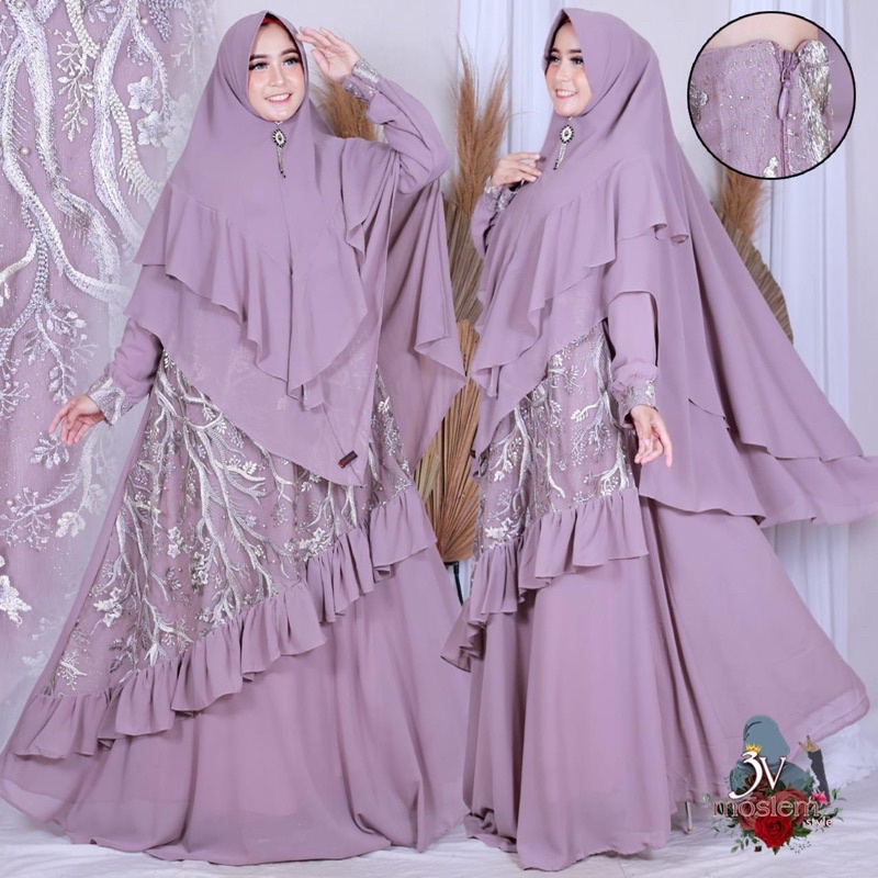 Gamis Brukat Set Khimar by 3V MOSLEM