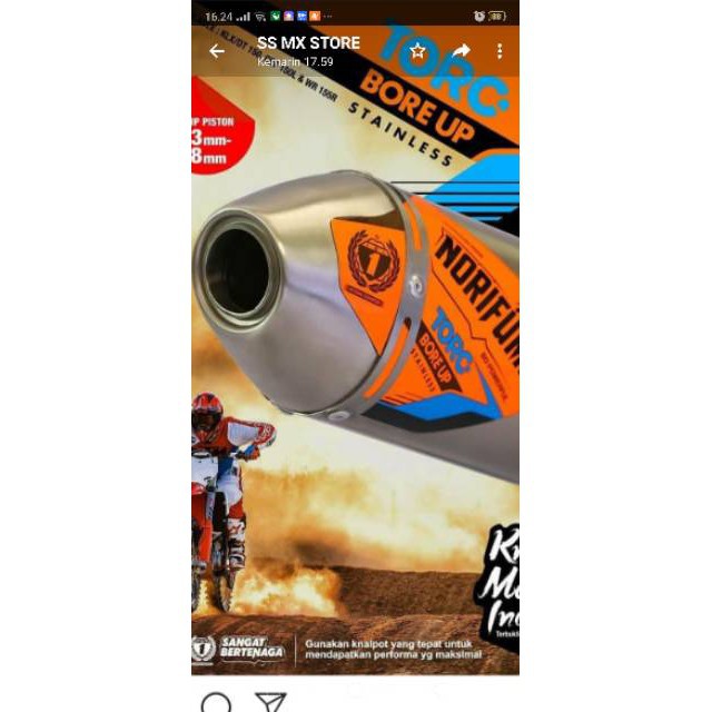 KNALPOT NORIFUMI TORC BORE UP CRF 150 L ORIGINAL