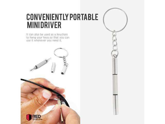 Gantungan kunci obeng plus minus stainless / Mini screwdriver keychain 4in1