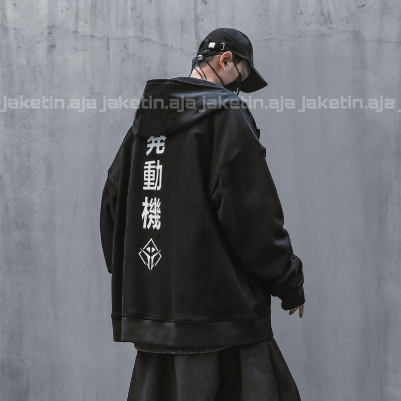 Zip Hoodie Japanese Style (S - 6XL) Jaket ReSleting Zipper Kanji Harajuku BIGSIZE OVERSIZE StreetWear Unisex Fashion Jumper Jumbo sweater Japan Sweatshirts Jepang Urban