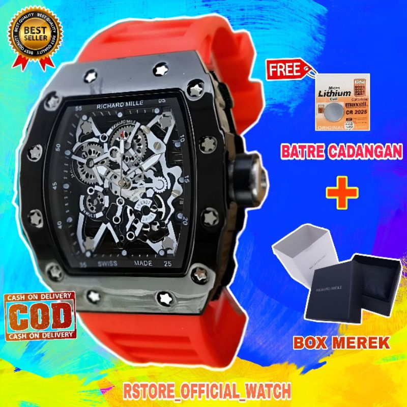 Jam Tangan Pria Analog RM002 Chrono Variasi  Free Box Merek,Arloji Pria Cowok Sporty Keren Mewah