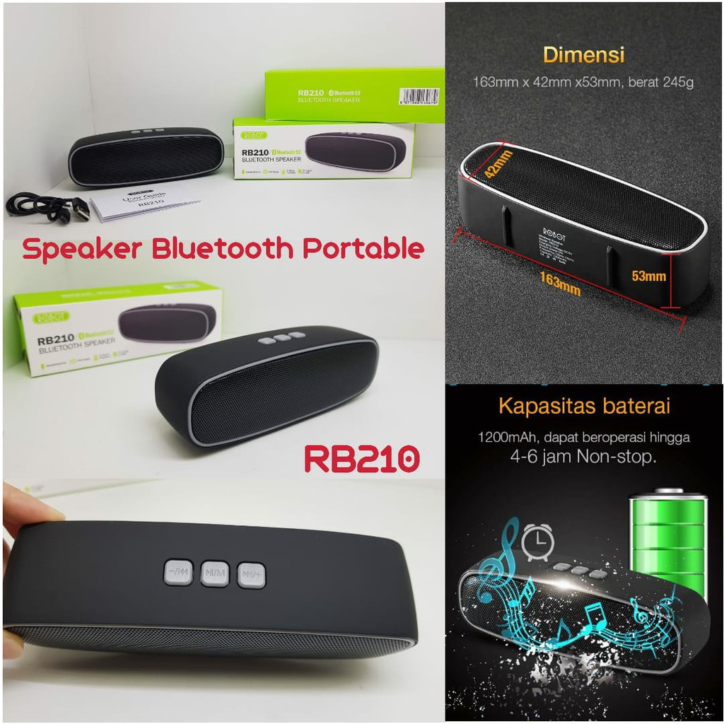 Speaker Bluetooth Robot RB210/RB220 5.0 Portable Aktif Mini Stereo HP Speaker ROBOT RB210