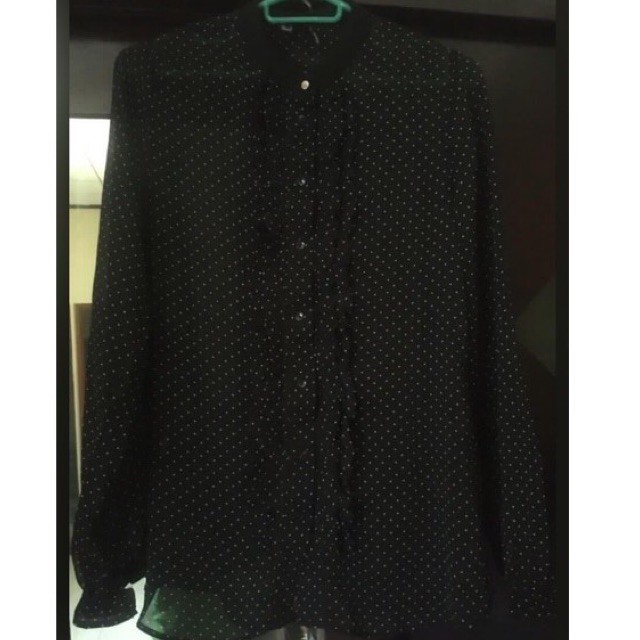 (Preloved) Mango polkadot ruffle blouse