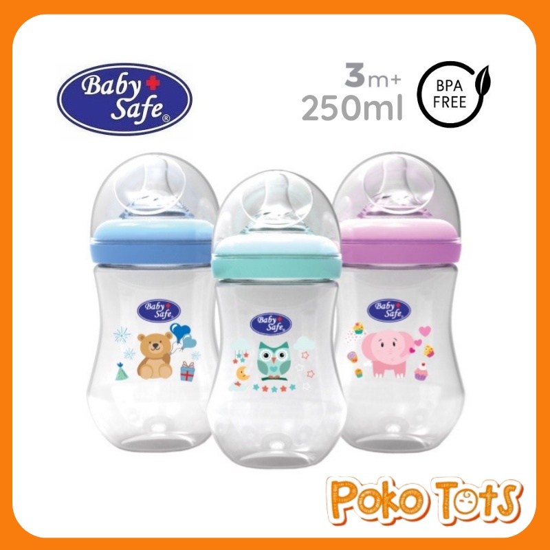 Baby Safe Wide Neck Bottle 250ml/8Oz Flow System Botol Susu WideNeck WHS