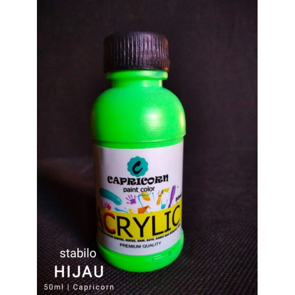 

Cat Akrilik/ Cat Acrylic / Cat Textile/ Cat Lukis Capricorn / Cat Satuan 50ml (HIJAU STABILO)