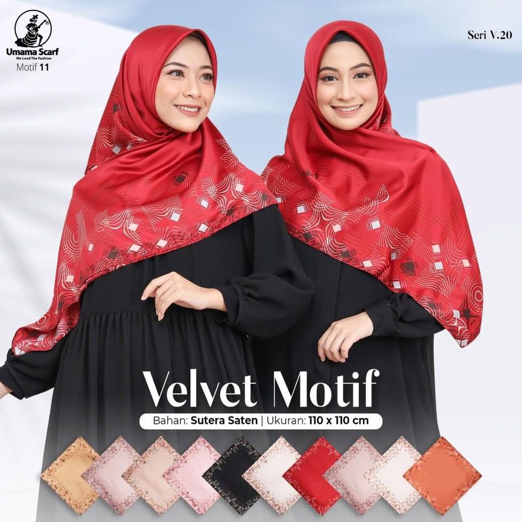 Segiempat Motif Hijab SILK OLIVIA MOTIF UMAMA 110x110 Butter Silk Velvet Motif-V.20 Motif 11