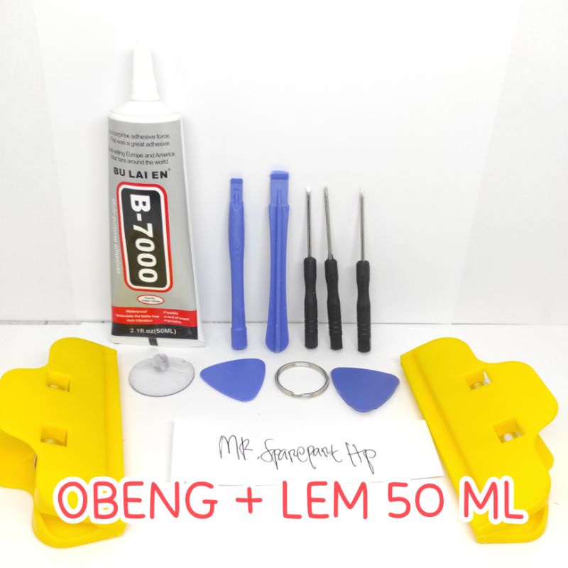 ( SEPAKET ) Obeng set Hp 8 IN 1 / 10 in 1 + Penekan LCD LEBAR  + LEM b7000 15 BENING / B7000 50 ML / T7000 15ml