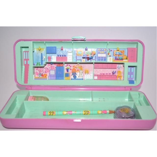 Polly Pocket Pencil Case (1990) - Pink with Mint Green Clasp