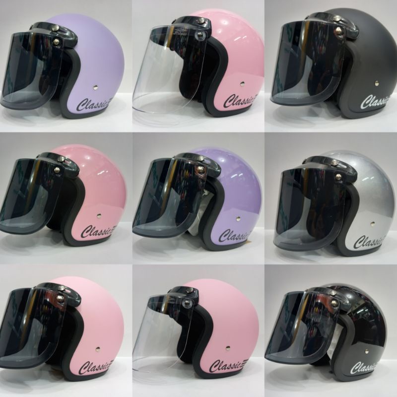 HELM BOGO CLASSIC KACA CEMBUNG/DATAR. HITAM/BENING