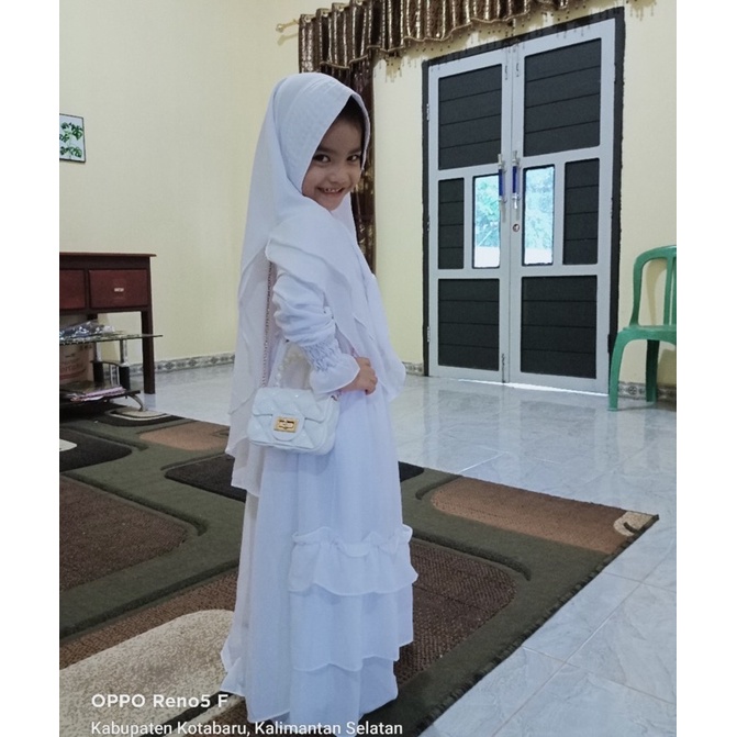 GAMIS ANAK UMPAK S,M,L,XL,XXL TANGGUNG/ PUTIH CERUTY UMPAK FULL FURING