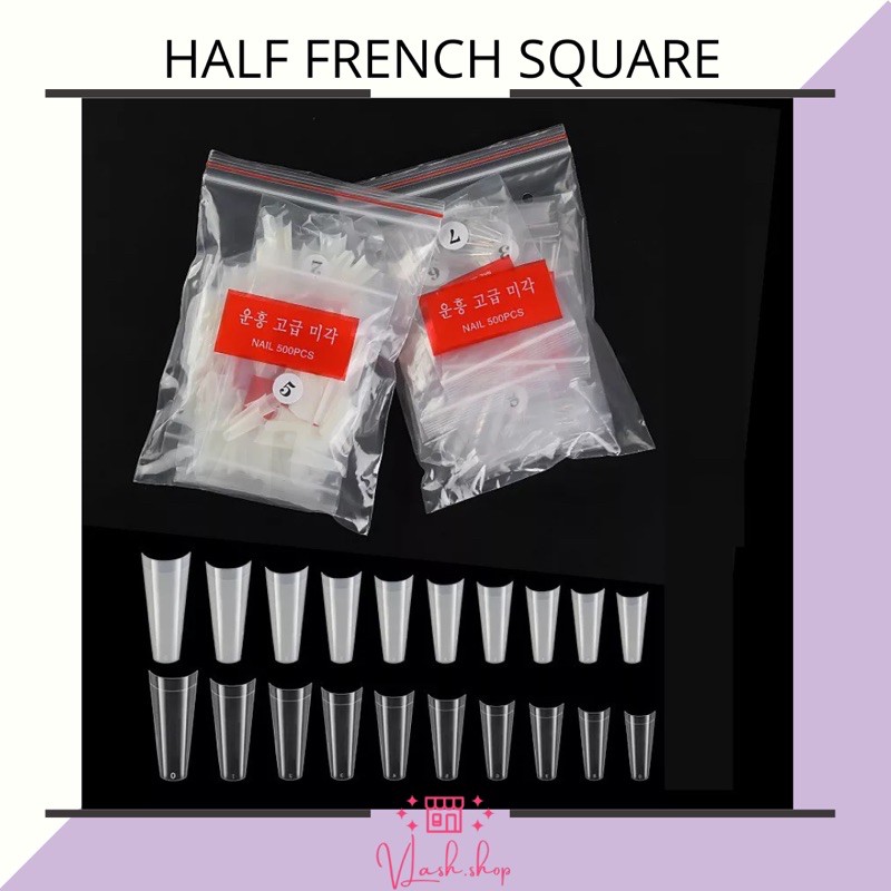 FRENCH SQUARE NAIL TIP / FAKE NAILTIP 500PCS