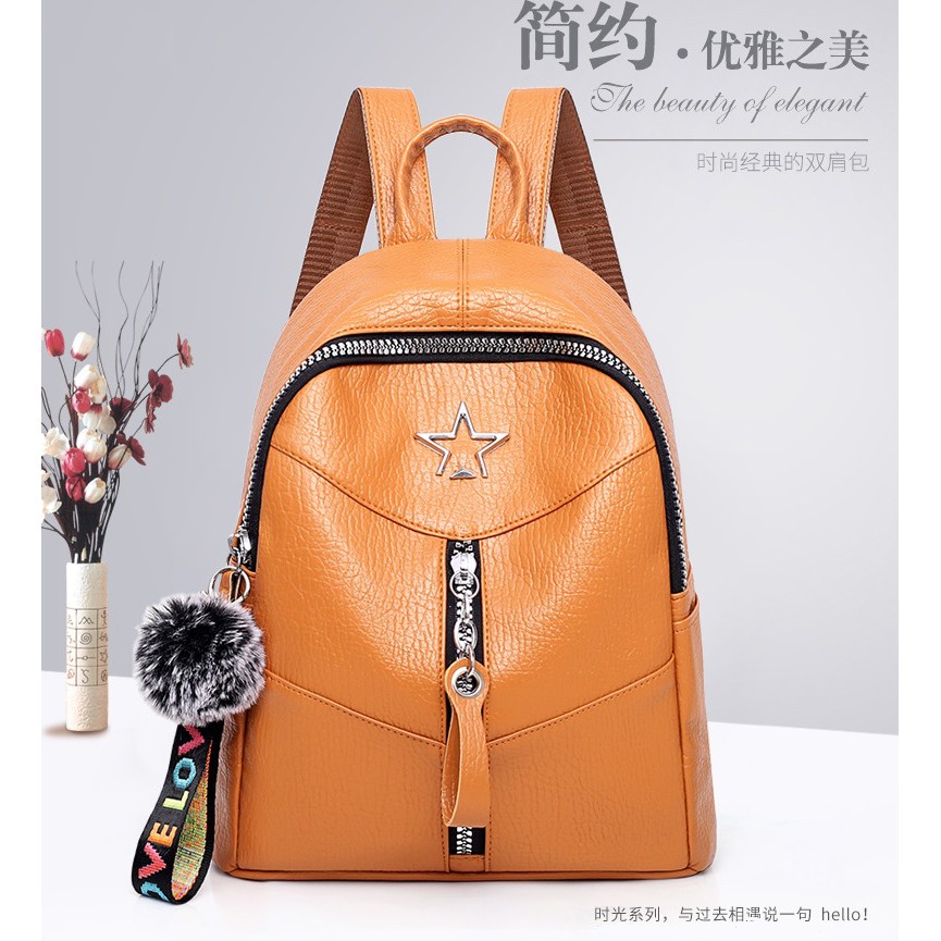 BJ81369 - BLACK/YELLOW - TAS RANSEL WANITA IMPORT TERMURAH JAKARTA GT1369