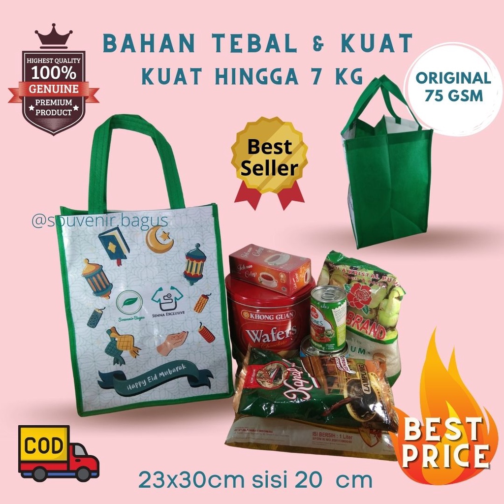 Tas Parcel Lebaran idul fitri Haji Umroh Arminareka KBIH Custom 23x30cm sisi 18cm dan 25x35x12cm  Promosi Parsel Custom Murah Kuat terlaris