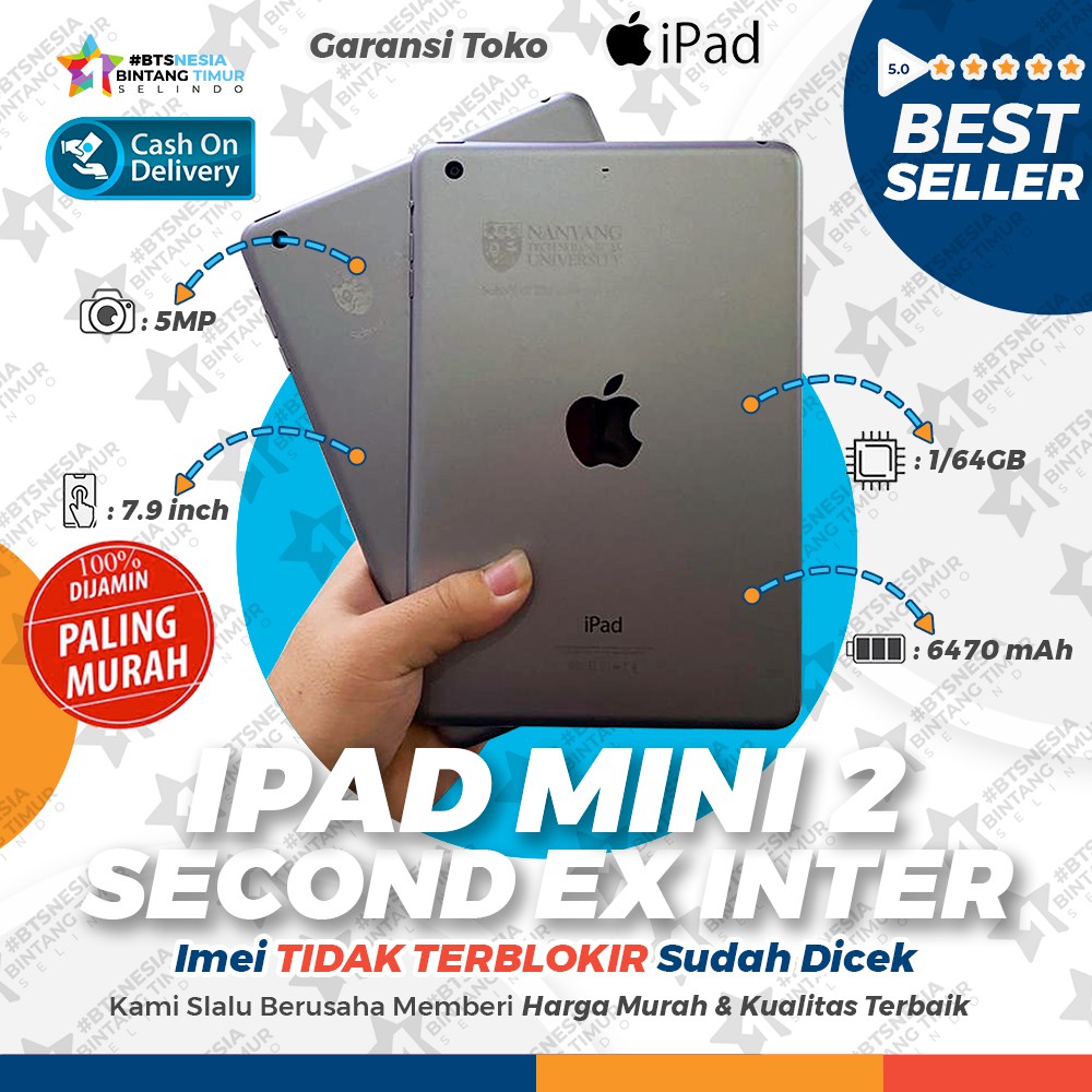 iPad Mini 2 64GB Wifi Only Second Ex Inter Original 100%