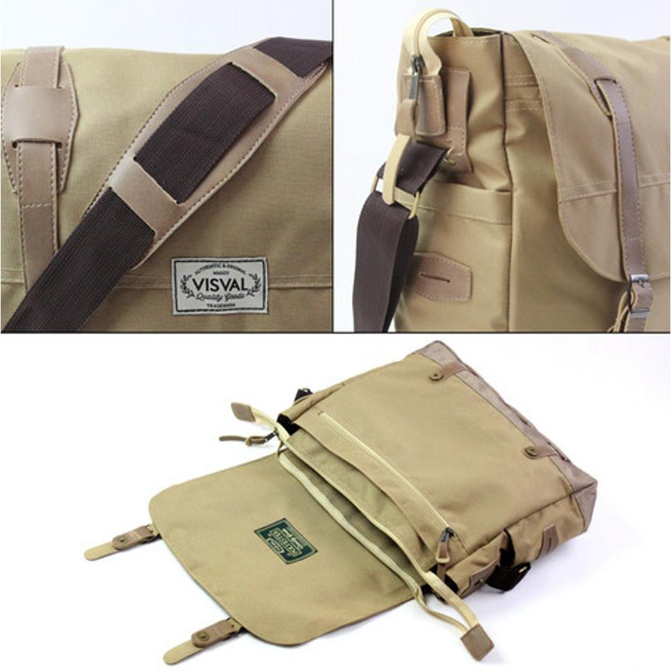Murah Meriah Visval Massive Sling Bag Khaki-Tas Laptop/Slempang/Traveling/Tas Sekolah/Tas