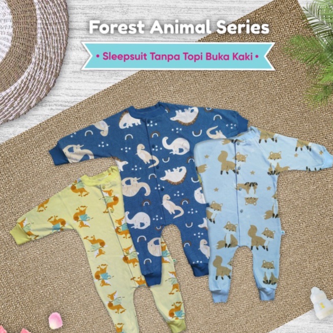 3 Pcs Sleepsuit Little Owl Baju Kodok Bayi Motif 0-24 Bulan / Jumper panjang Newborn Piyama Baby Premium Quality