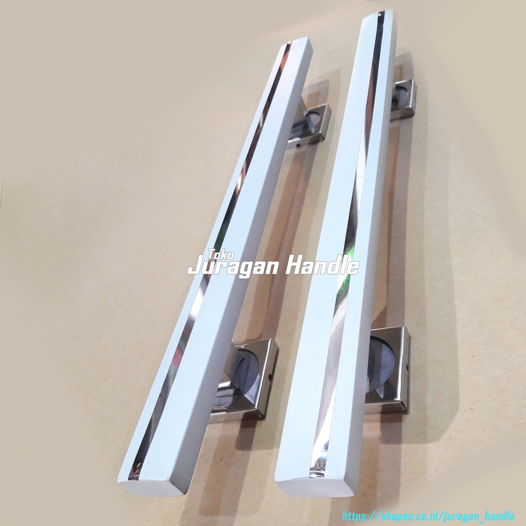 handle pintu rumah 45 cm 60 cm model stella putih pegangan pintu stainless gagang pintu kuputarung handle pintu kayu jati murah awet berkualitas