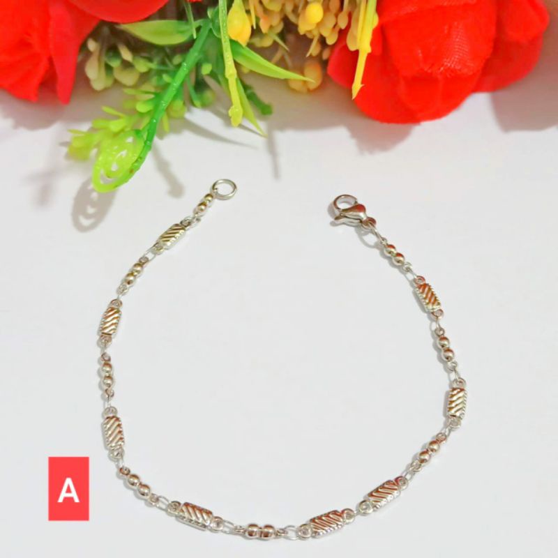 GELANG RANTAI TITANIUM DEWASA MODEL MINIMALIS SILVER TIDAK KARAT &amp; TIDAK LUNTUR (COD)