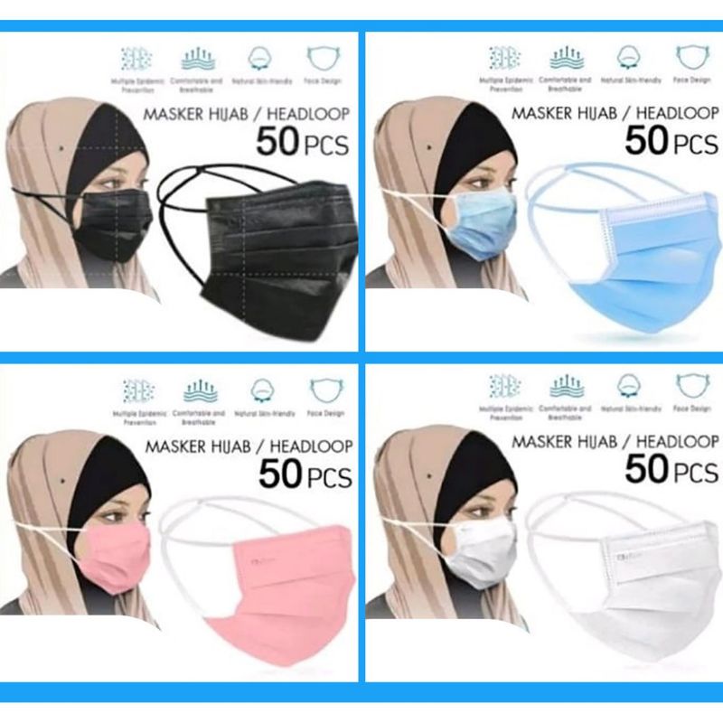 Jual Masker Headloop Facemask 3ply KEMENKES BNPB 1box 50pcs | Shopee ...