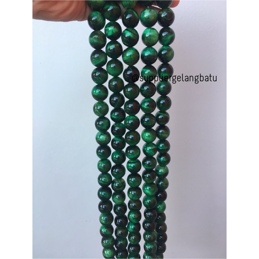 batu Green Tiger Eye 16mm bahan batu biduri sepah hijau material aksesoris pernak pernik aksesoris