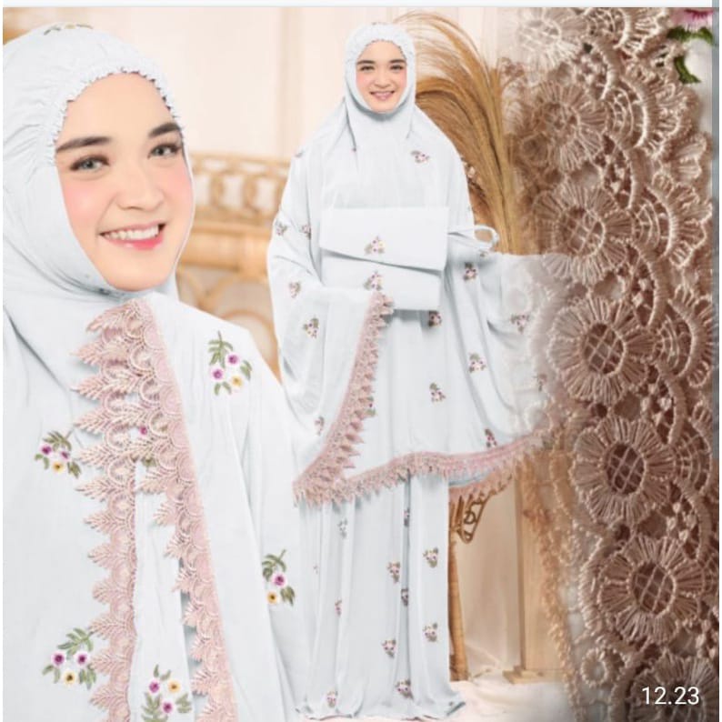 Mukena Dewasa Jumbo Rayon Premium Terbaru Motif Melati 2