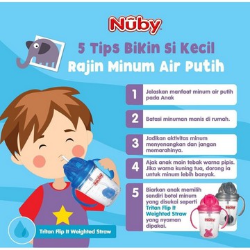 Nuby Active Sipeez Flip N' Sip Tritan 360° 8oz 240ml/botol pipet sedotan