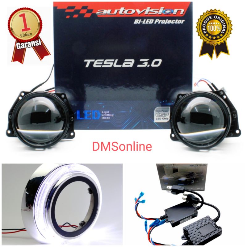 Led Projector Tesla 3" 130W 5700K Paket Autovision Garansi, Led Projector Mobil
