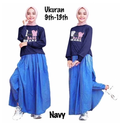 Set Baju Muslim Wanita Remaja Setrok Terbaru 2022 Model Kekinian Trendy Setelan Rok Celana Wanita Pe