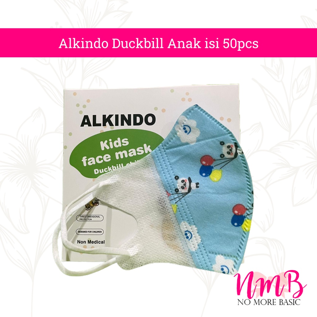 Masker 3 Ply Duckbill Anak Alkindo isi 50Pcs Masker 3ply Anak Duckbill 3D Alkindo Disposable Mask